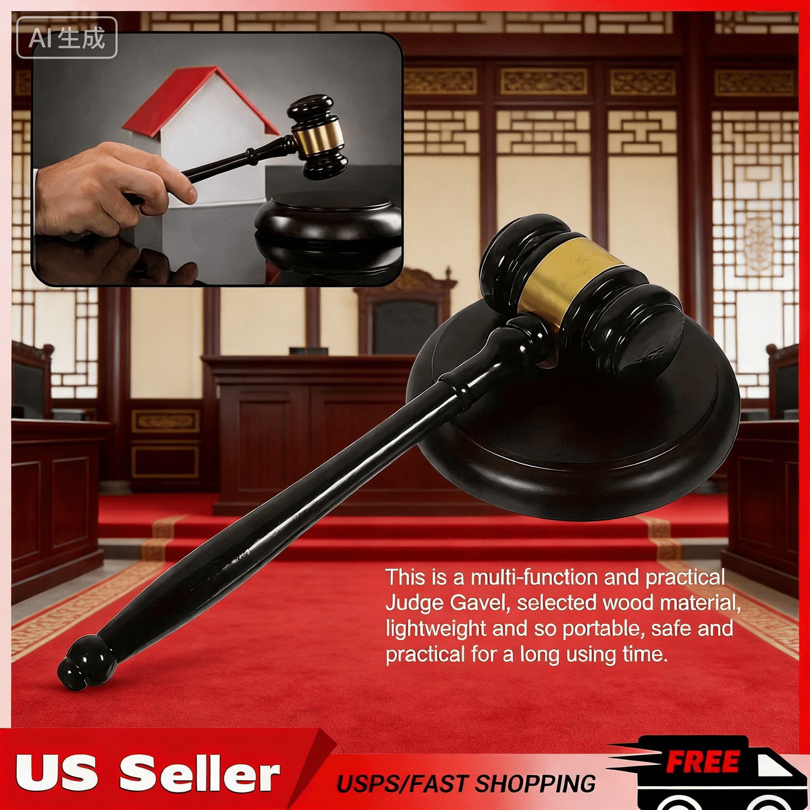 Sound-Infused Wooden Judge’s Gavel: A Must-Have for Attorney Auction Occasions!
