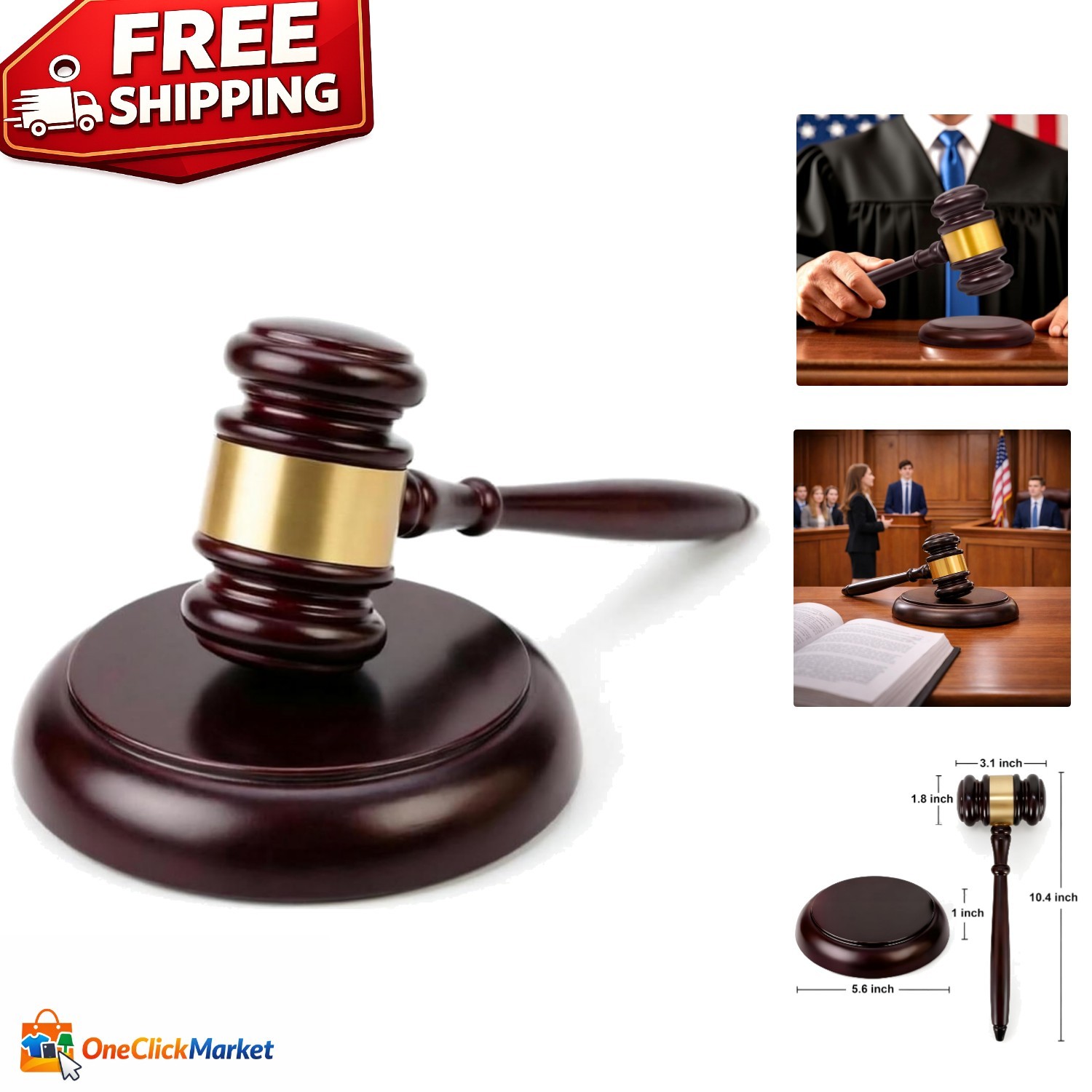 Solid Hardwood Gavel Set with Clear Sound Block – Perfect for Professional Use