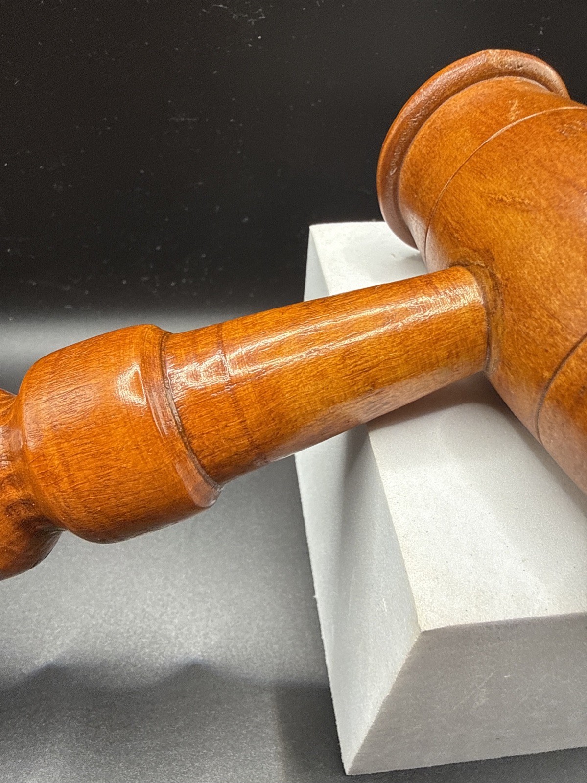 Vintage Good Turning Details Red Tone Solid Wood Judge’s Gavel Approx. 11”