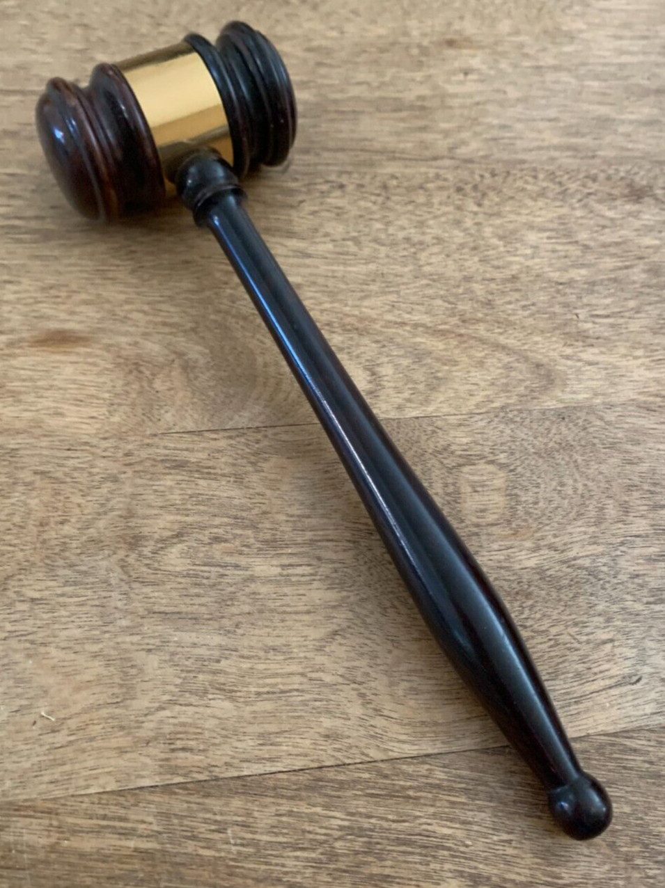 Gavel Judge Hammer Heavy Plastic Melamine Brown with Gold Band Law Legal
