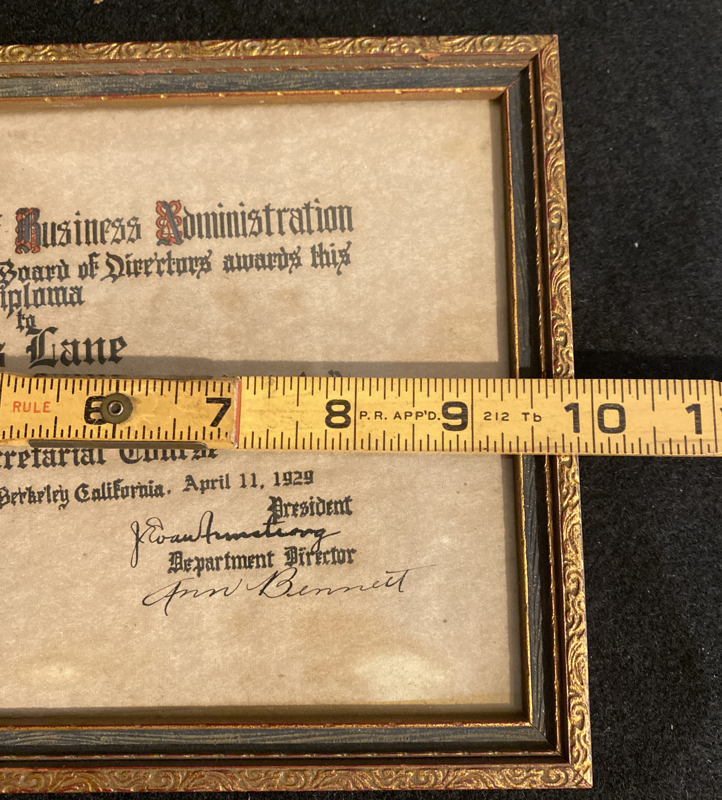 Antique Armstrong College Diploma Seal Signed Original Gold Framed Calligraphy