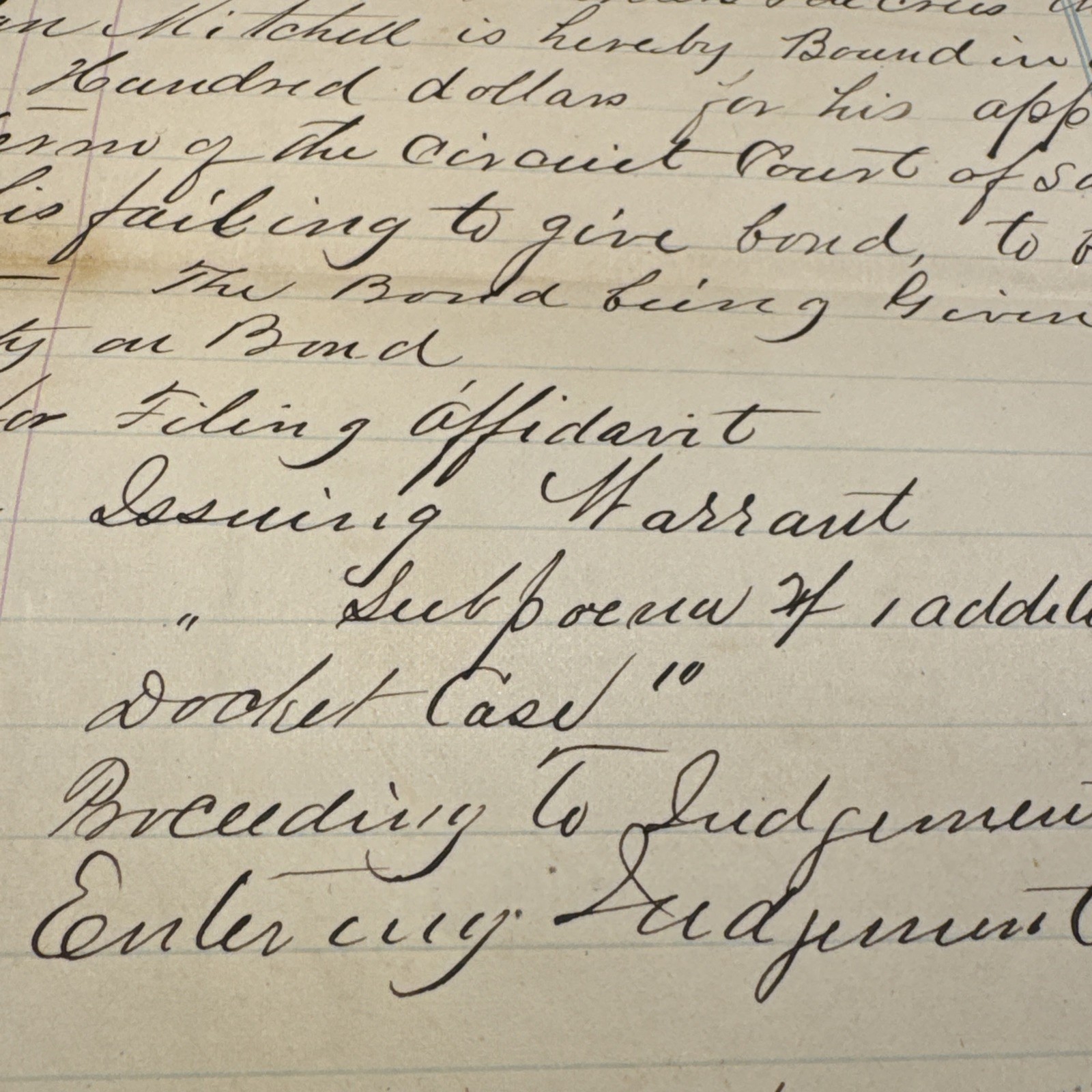 1876 Mississippi Original Case Document Aiding a Fugitive After Officer Shooting
