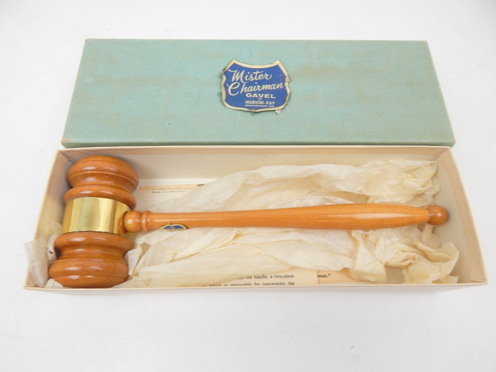 7G Mister Chairman Gift Wooden Gavel Marion Key Co USA In Box Judge Lawyer Law