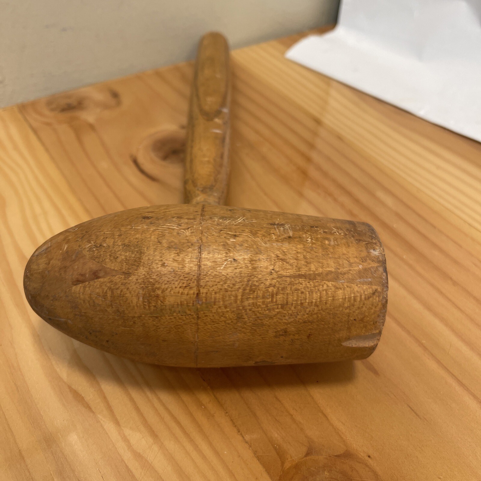 vintage wooden Solid wood mallet w/Round Wood end & Flat End 11” Long