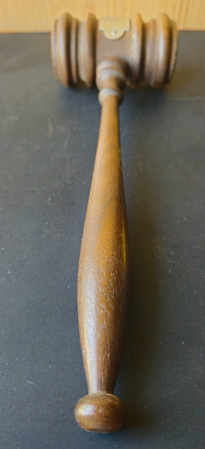 ORNATE WOOD GAVEL. 1966-1967. PRESENTATION PIECE. SOUVENIR