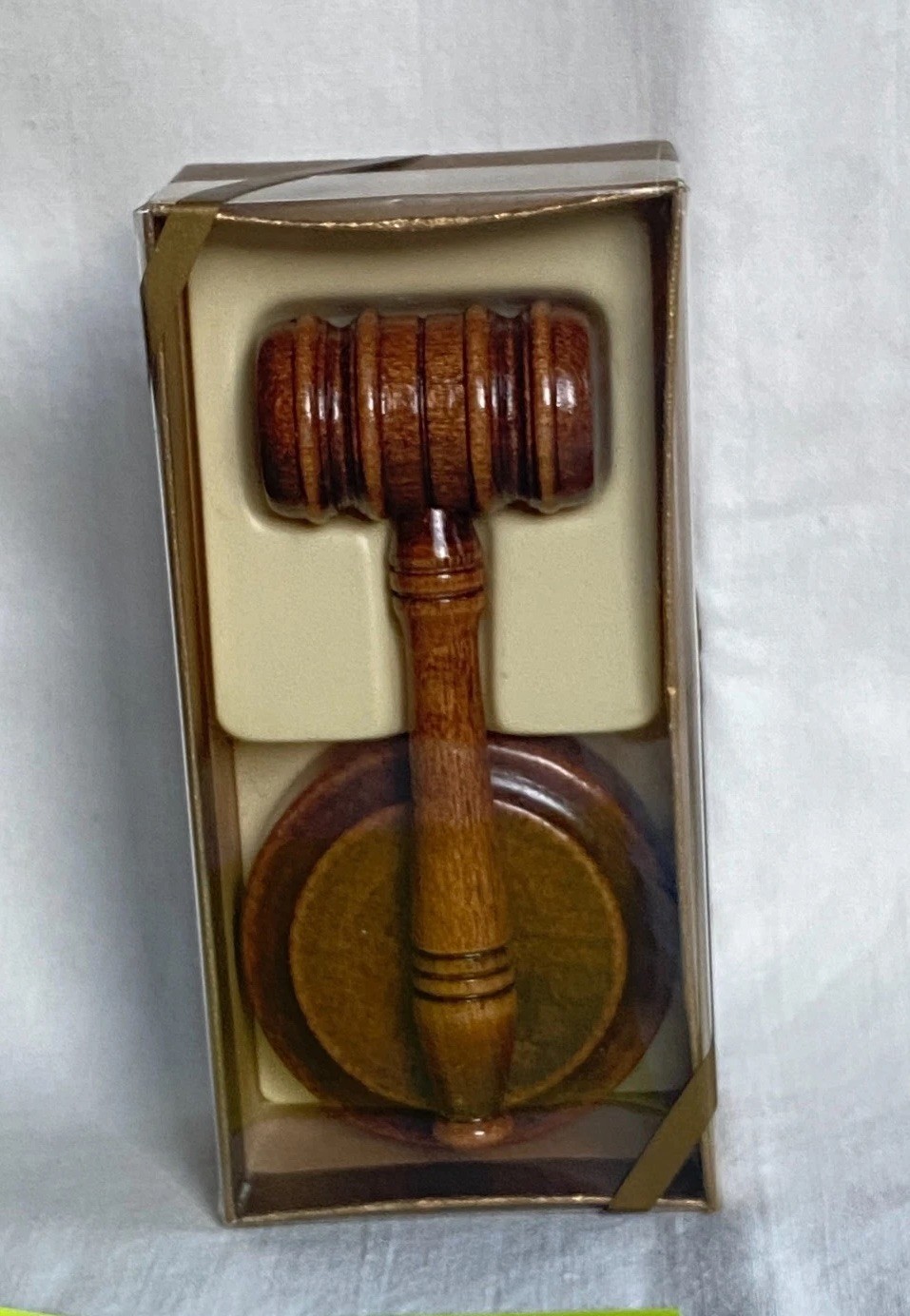 Vintage C.R. Gibson Solid Wood Miniature Gavel & Sound Block