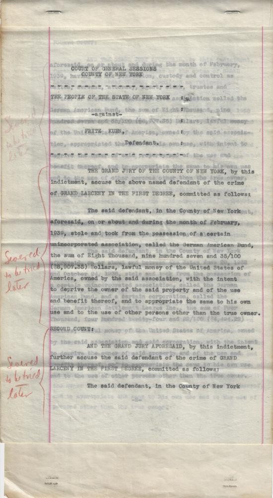 1939 – Indictment of the American Nazi Leader for Embezzlement from his Bund