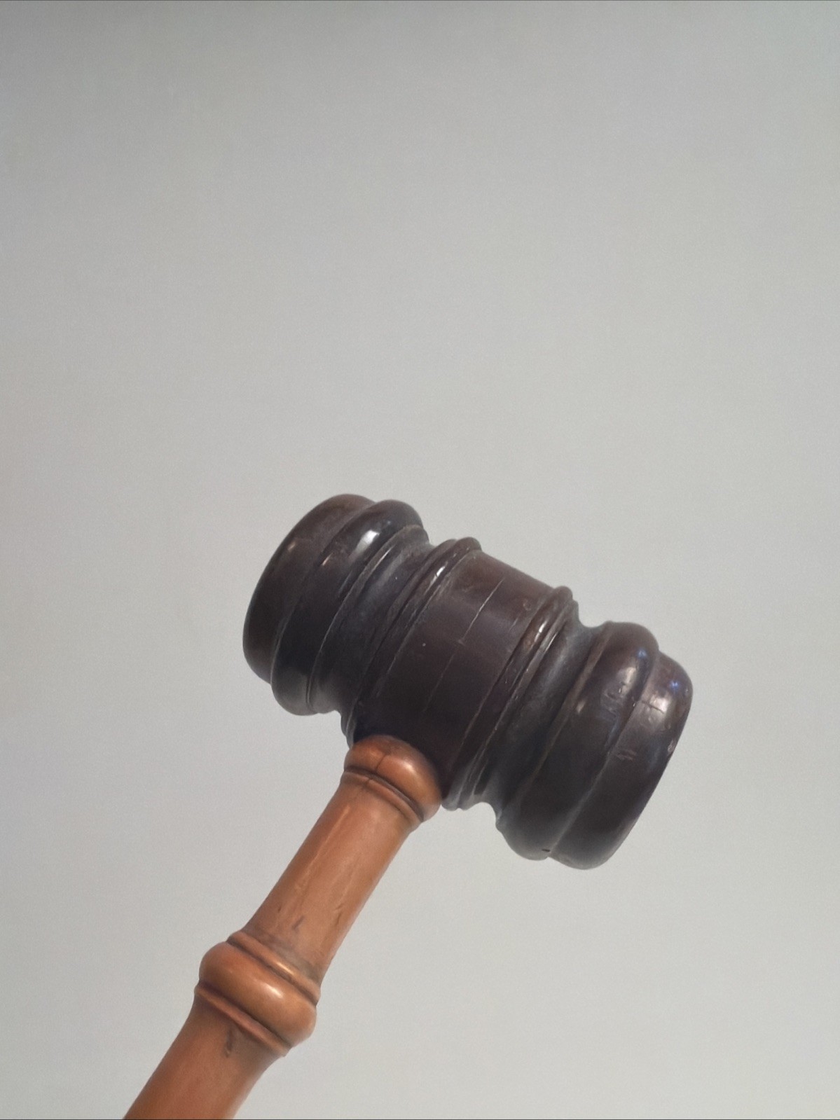 Vintage Turned 2-Tone Hardwood Wooden Gavel Especially Nice! Order in the Court!