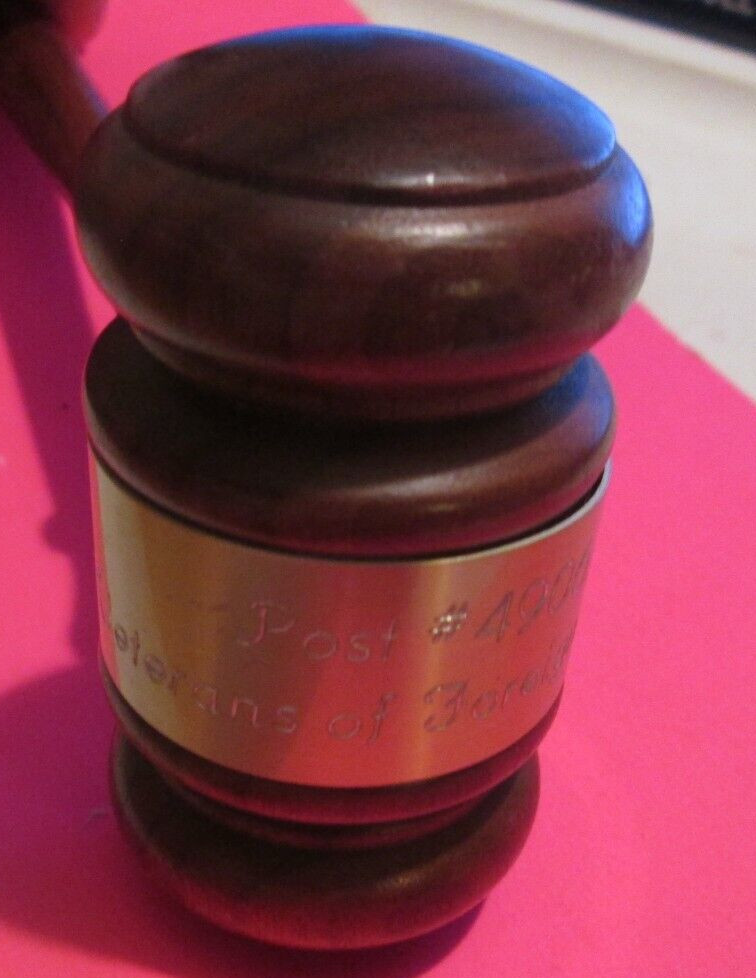 VTG 10” WOOD GAVEL JUDGE’S GAVEL AUXILIARY POST 4906 VETERANS OF FOREIGN WARS