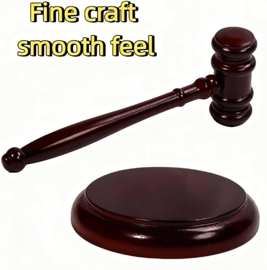 Wooden Gavel and Sound Block Set, Loud Clear Strike Judge Gavel for Meetings, Au