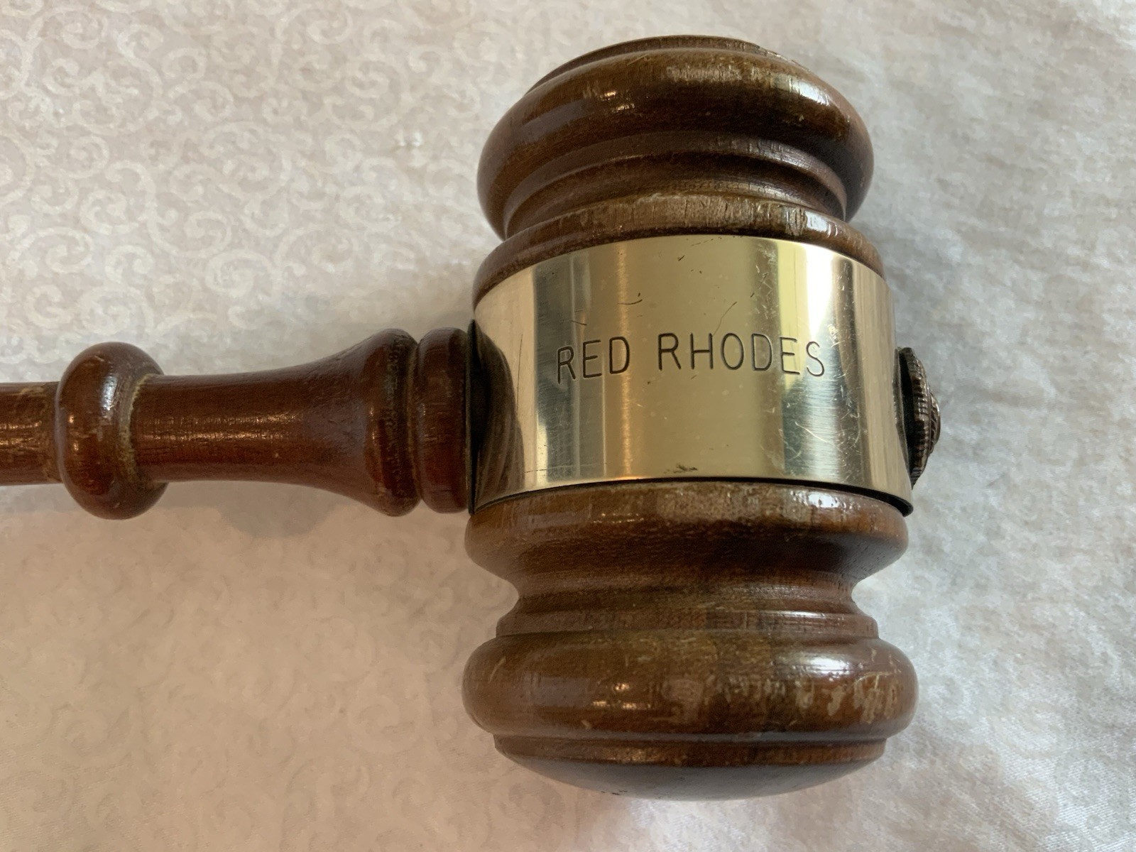 Vintage American Legion Wood Gavel Engraved Brass Band RED RHODE