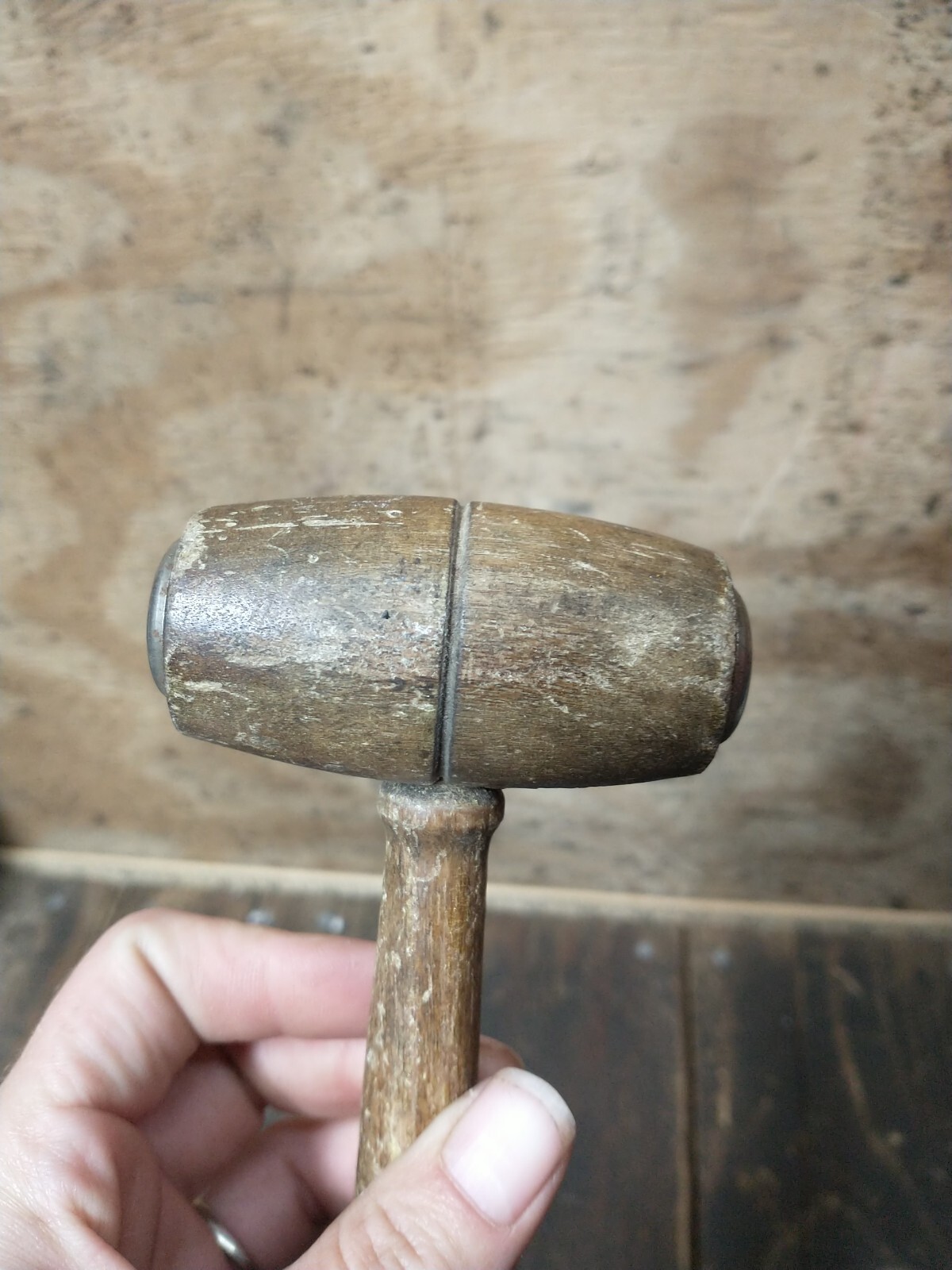 Vintage Judge Lawyer auctioneer Wood Metal tip Gavel Hammer mallet 9″