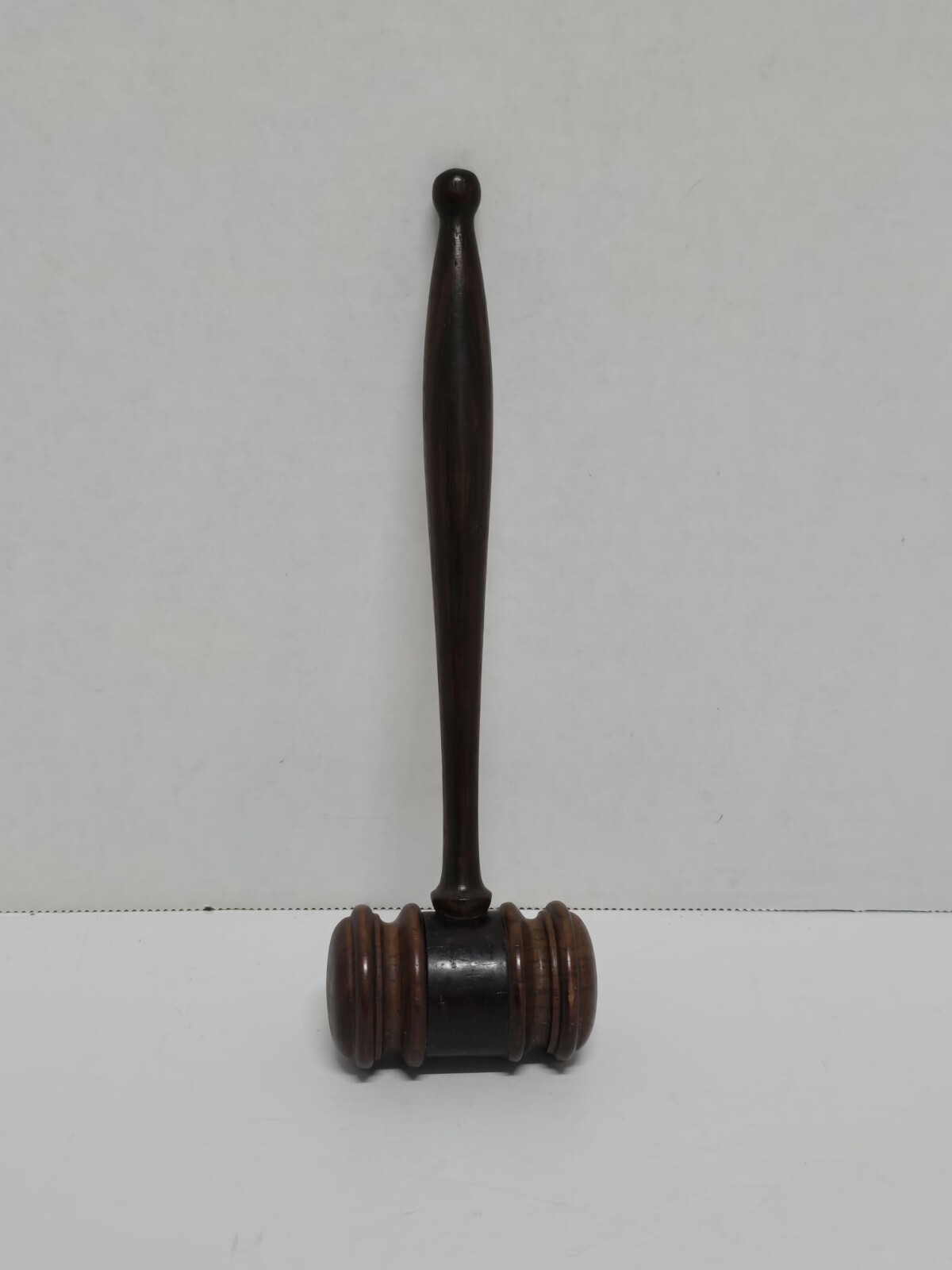 Vintage Med Wooden Judges Gavel Auction Hammer Mallet Round Tip 8.25″