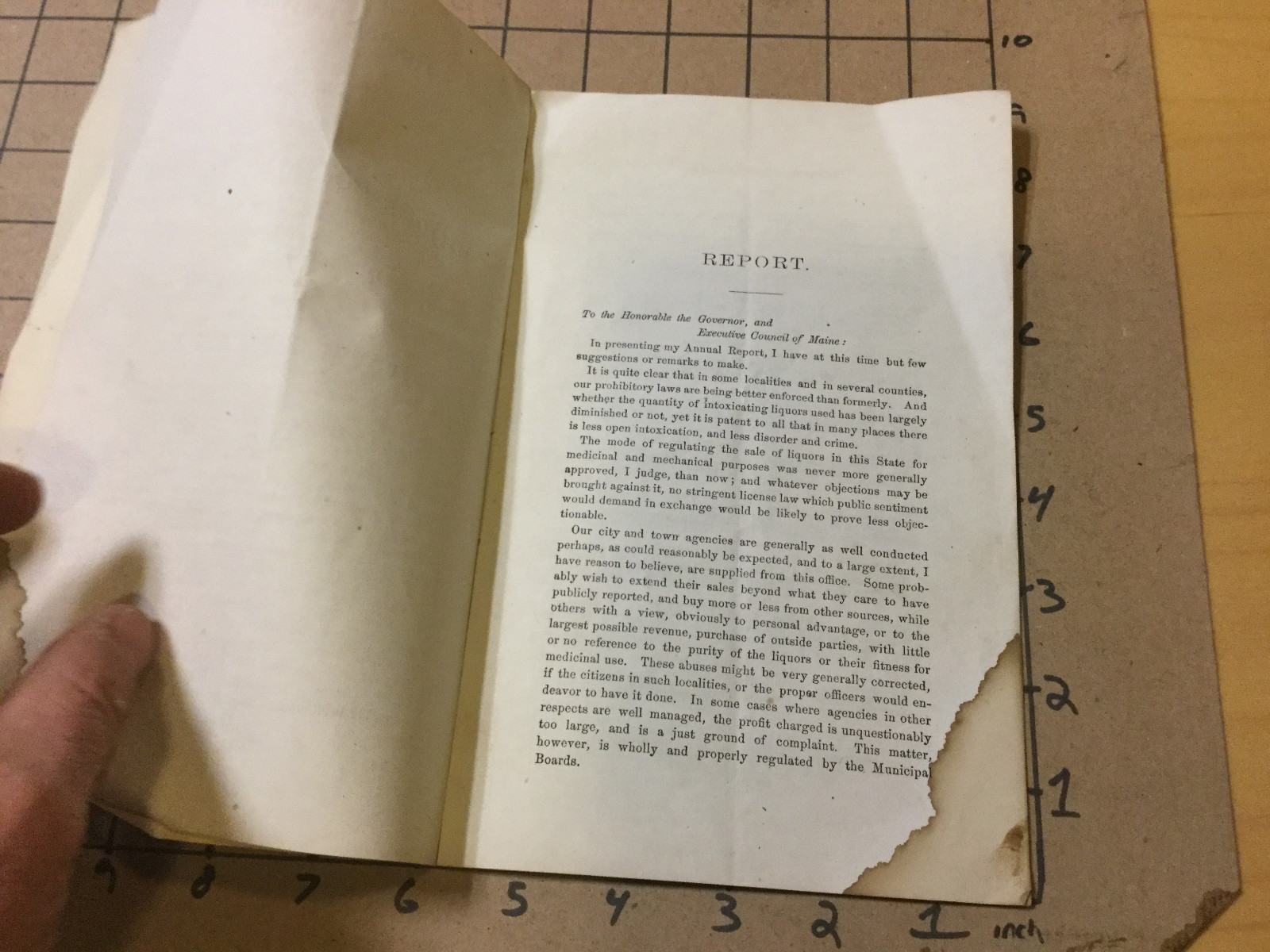 Vintage Original: annual report – LIQUOR COMMISSIONER 1872 MAINE – 8pgs stained