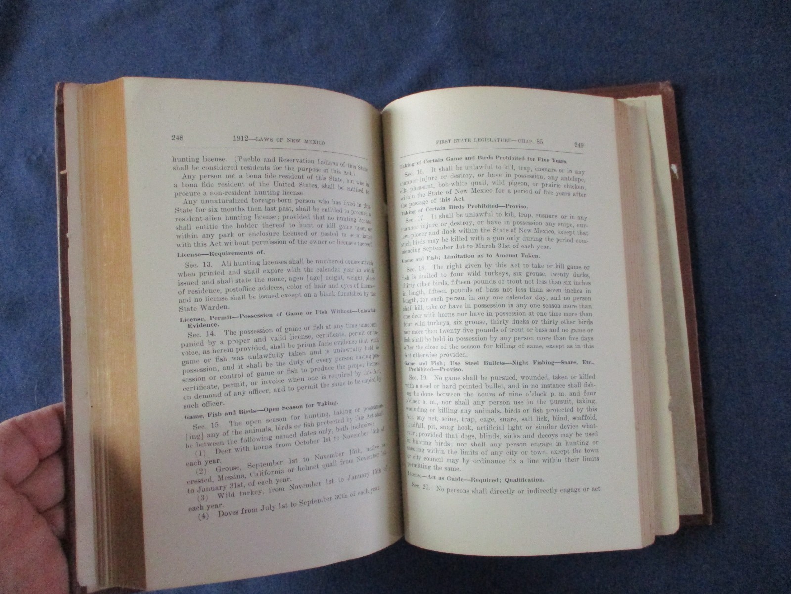 1912 State Laws of New Mexico Hardcover Book First Regular Session