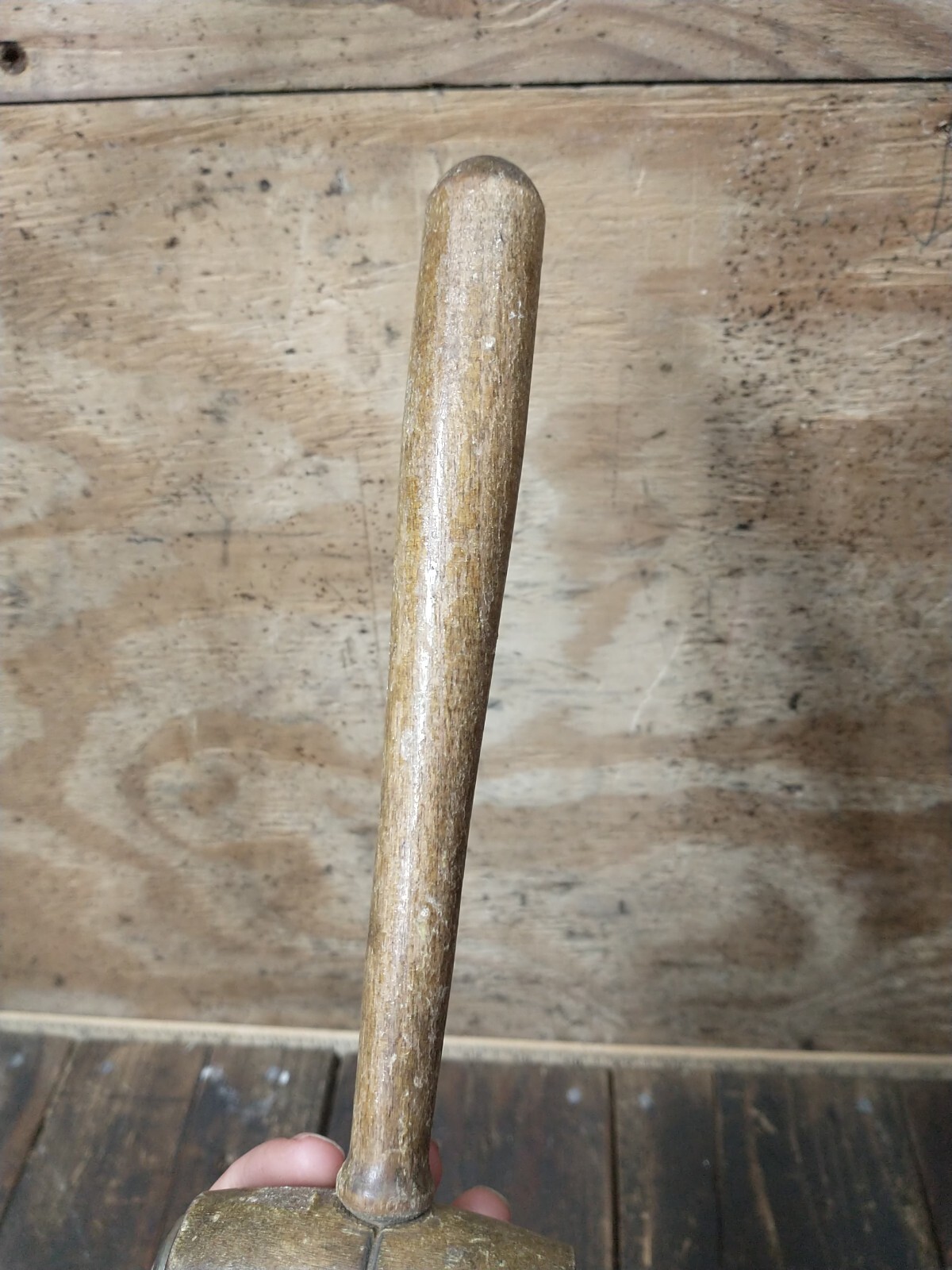 Vintage Judge Lawyer auctioneer Wood Metal tip Gavel Hammer mallet 9″