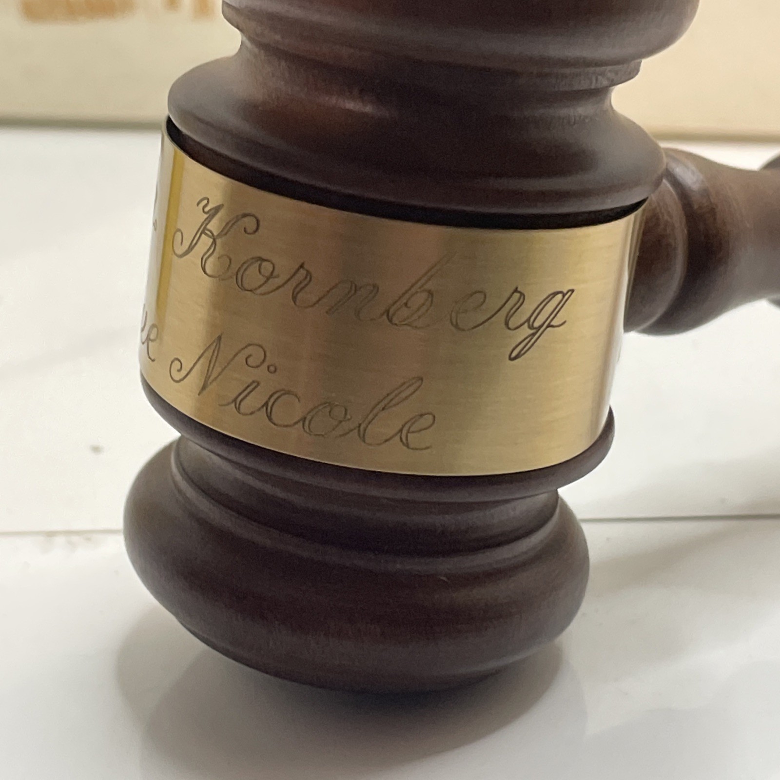 Customized Vintage Gavel made from Walnut & Brass metal Band