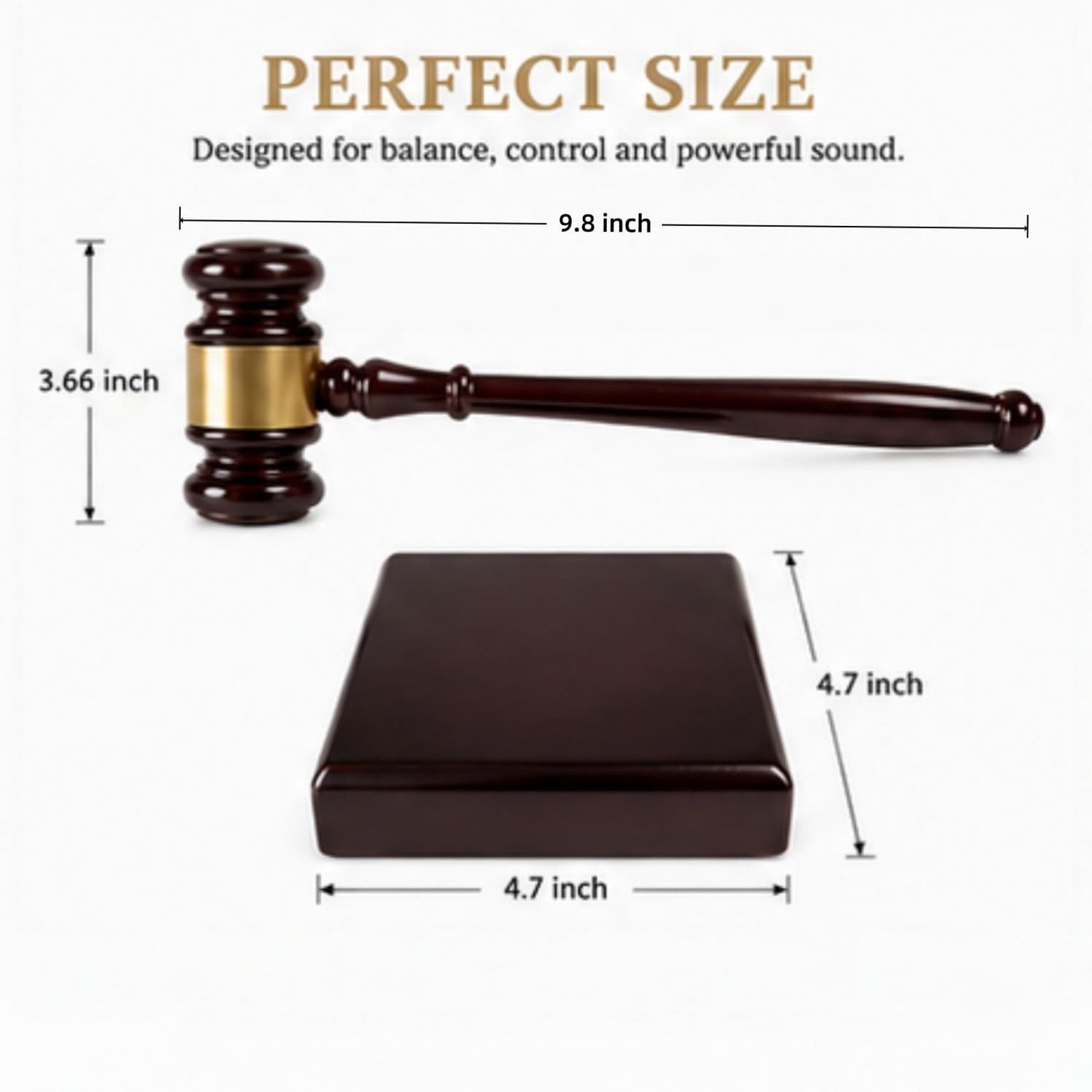 Wooden Gavel and Sound Block Set for Lawyers, Judges, and Chairmen of The Board