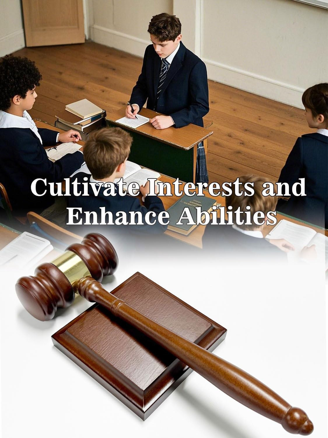 Perfect Desk Accessory, Wooden Gavel and Sound Block Set for Lawyers, Judges, Ch