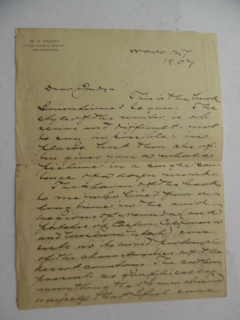 1907 William Henry Beatty Autograph Letter Signed Chief Justice California ALS