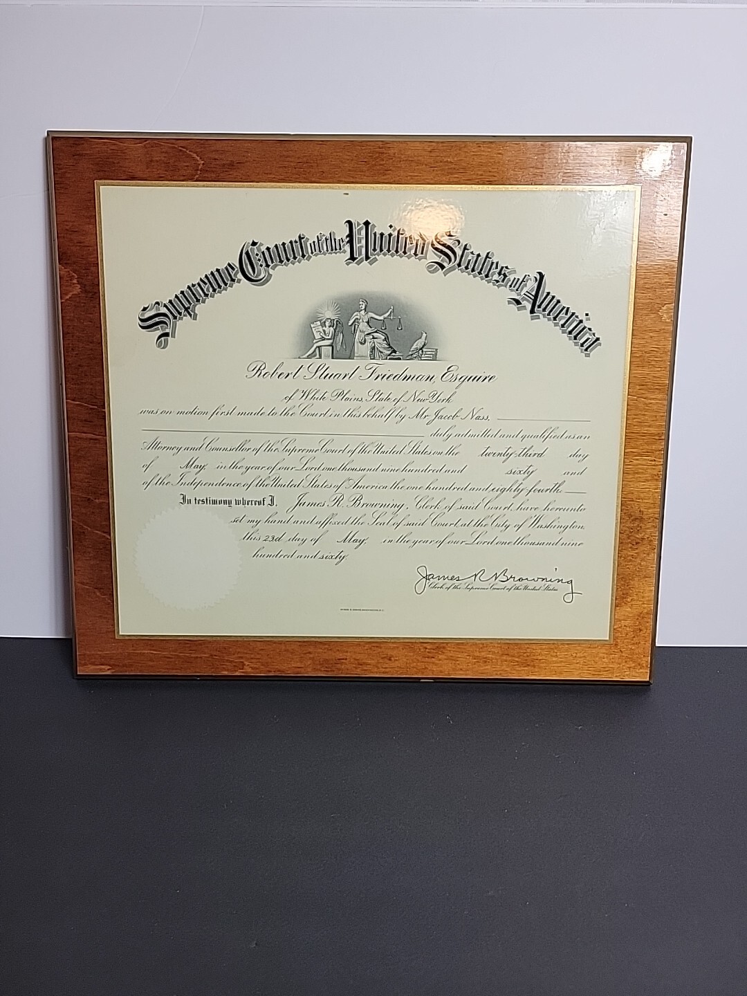 1960 SUPREME COURT UNITED STATES Document James Browning Elmer Redmond Rare Fram