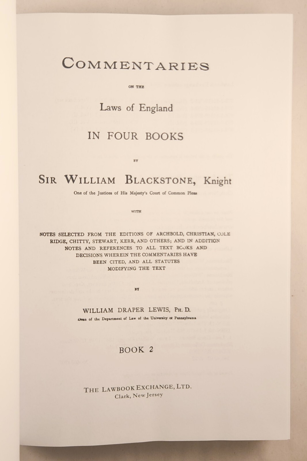 Blackstone’s Commentaries Lewis’ Reference American ed. Lot of 3 of 4 vol Set