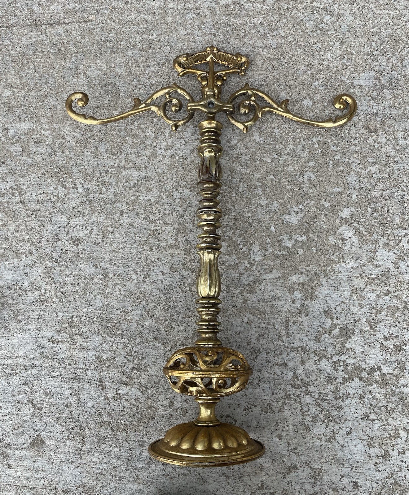 Vintage Cast Metal Arms of Justice Scale Ornate Brass Tone Project For Parts NL