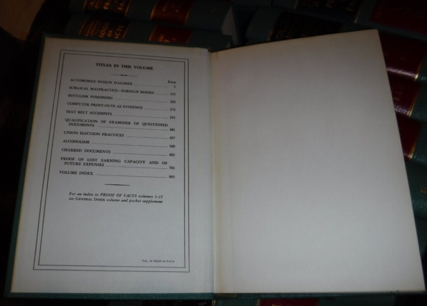 AMERICAN JURISPRUDENCE PROOF OF FACTS VOL 12 – 30 & INDEX : 20 LAW BOOKS