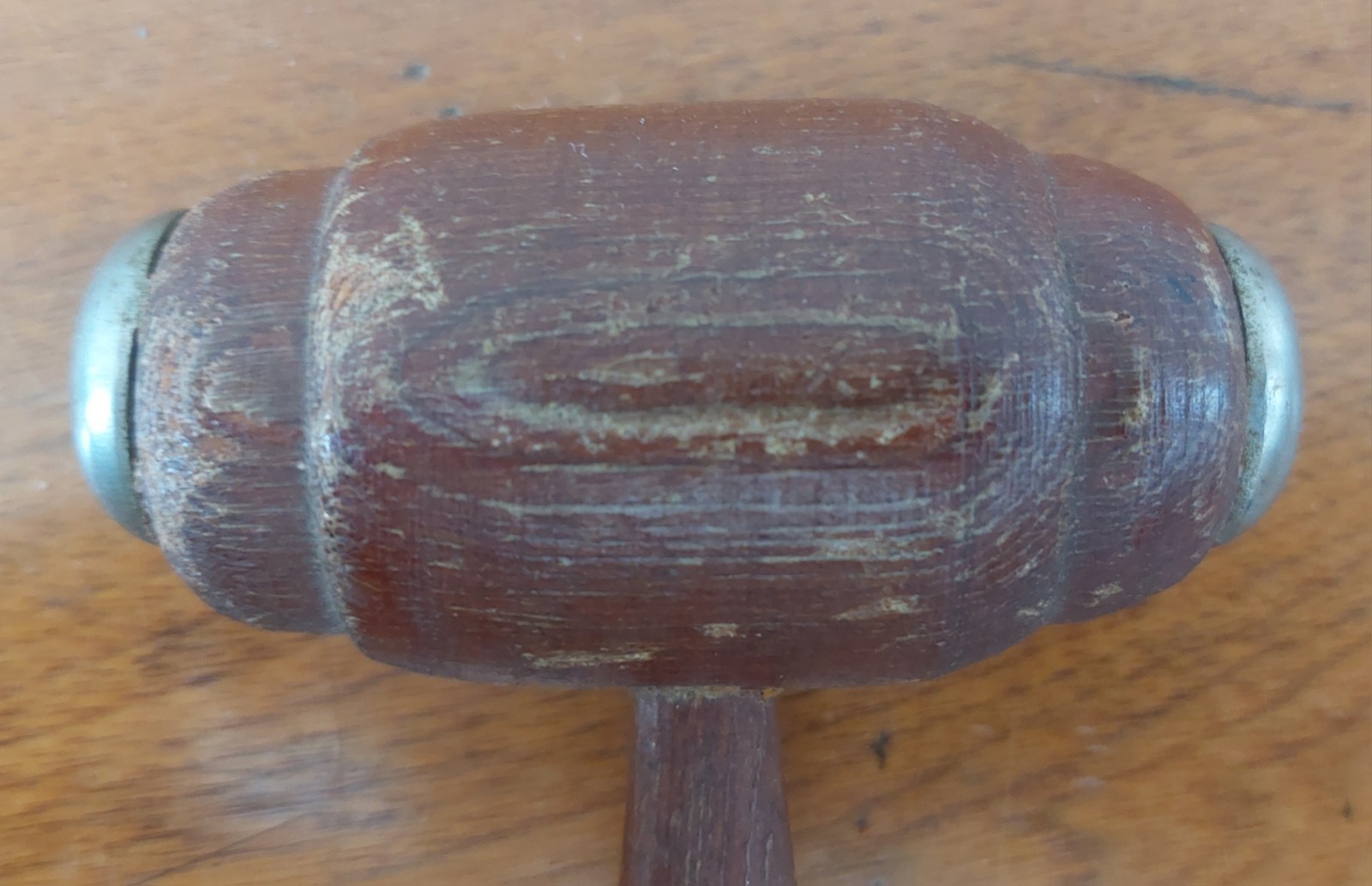 Antique Wooden Gavel Aluminum End Court Judge Auctioneer Vintage Patina