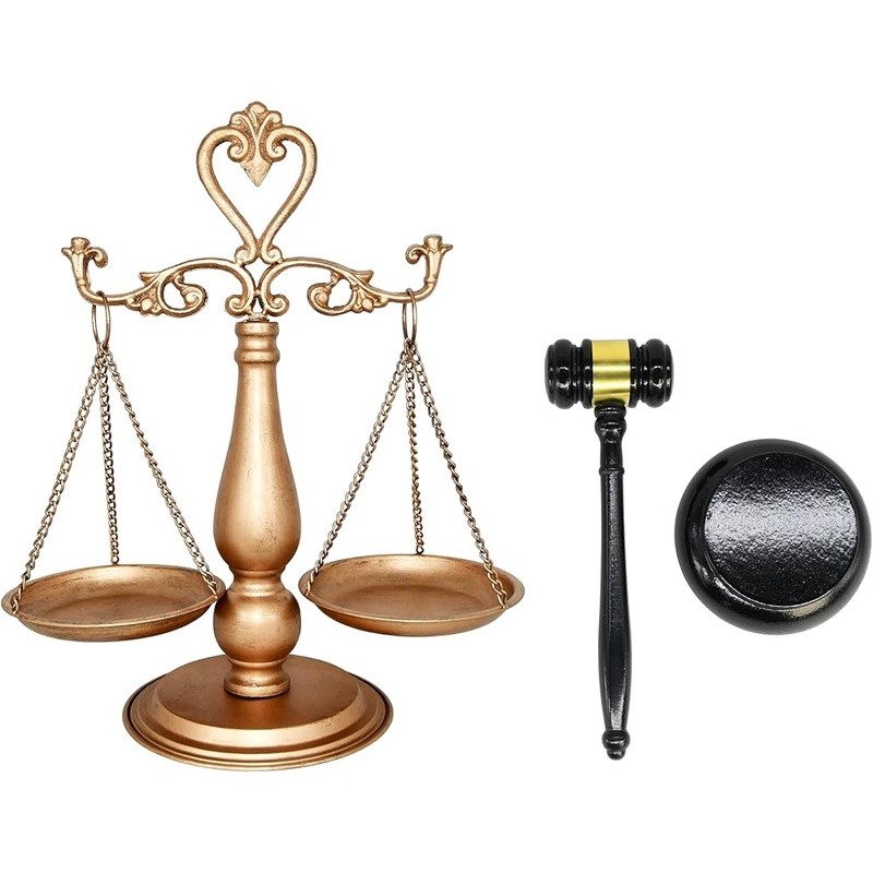 Justice Scale Libra Gavel Set Law Decor Gift Desk Accessory Premium Quality New