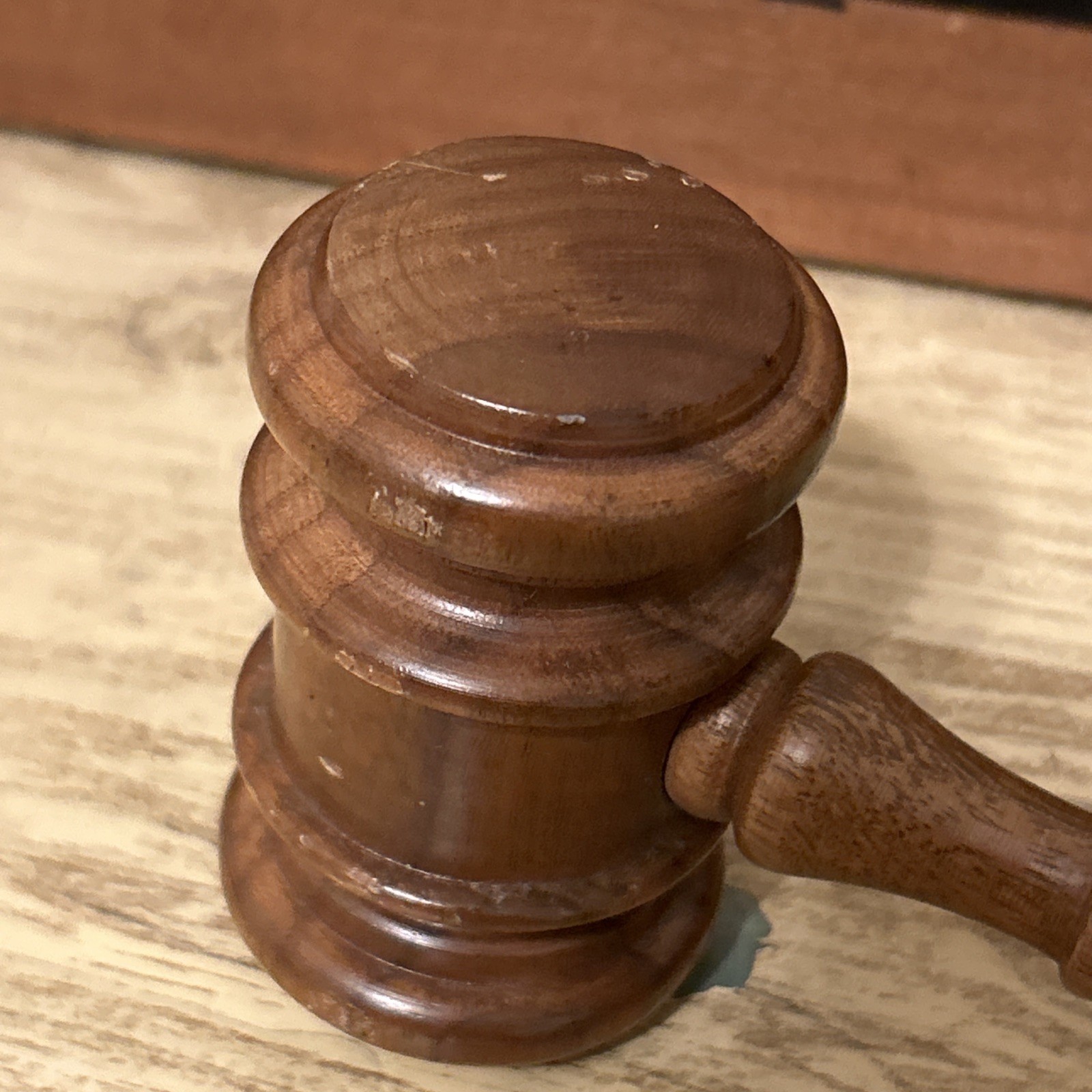 10”Vintage Solid hard Wood Gavel desk ornament auction ornate light weight