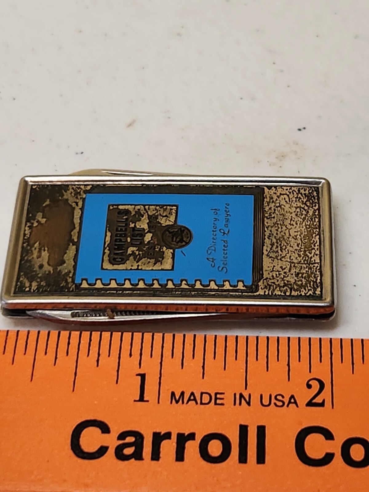 Vintage CAMPBELL’S LIST Directory of Selected Lawyers MONEY CLIP File Knife TOOL