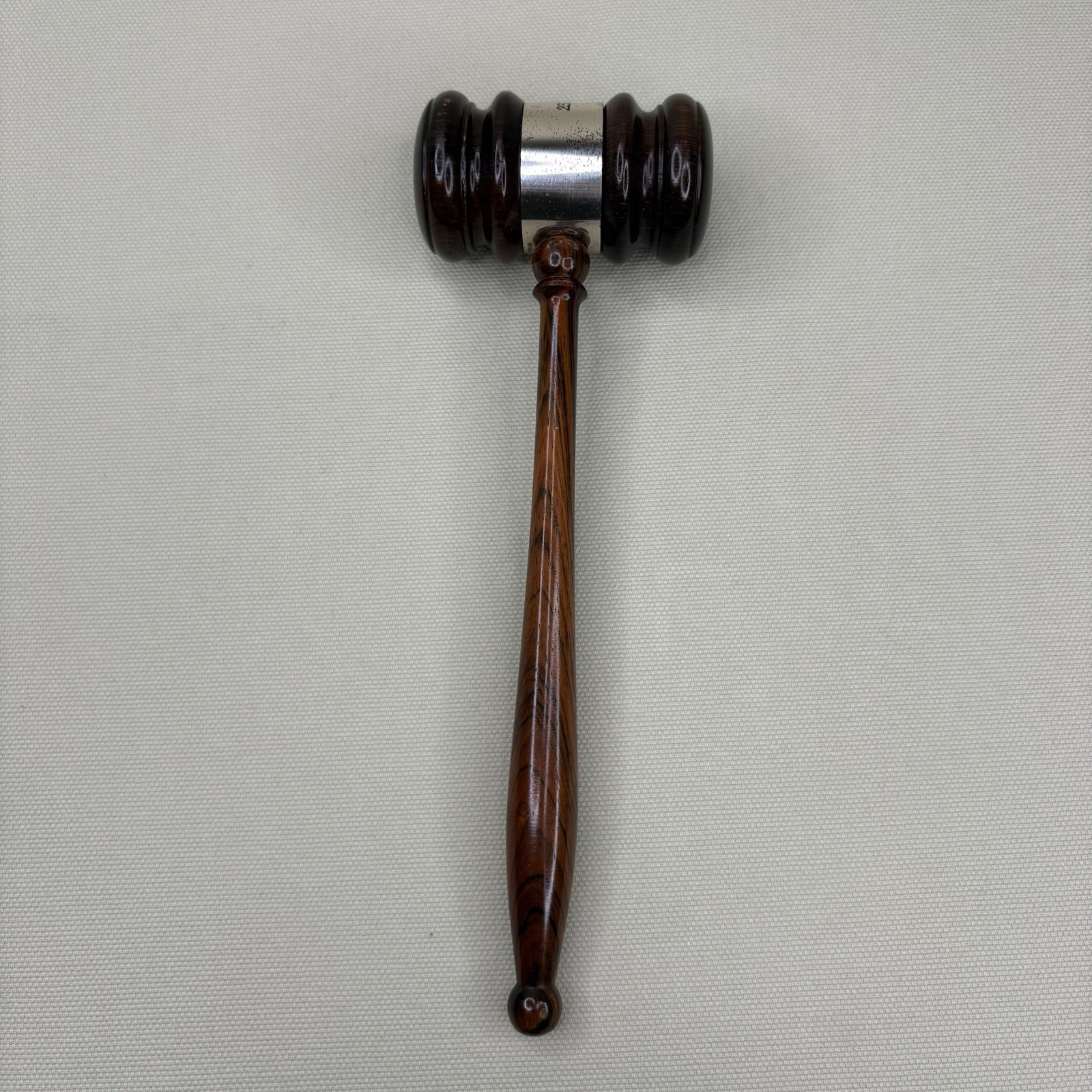 Vtg 1958 10 Inch Solid Rosewood Gavel w/ Sterling Silver Band • WSB 25 Year Club
