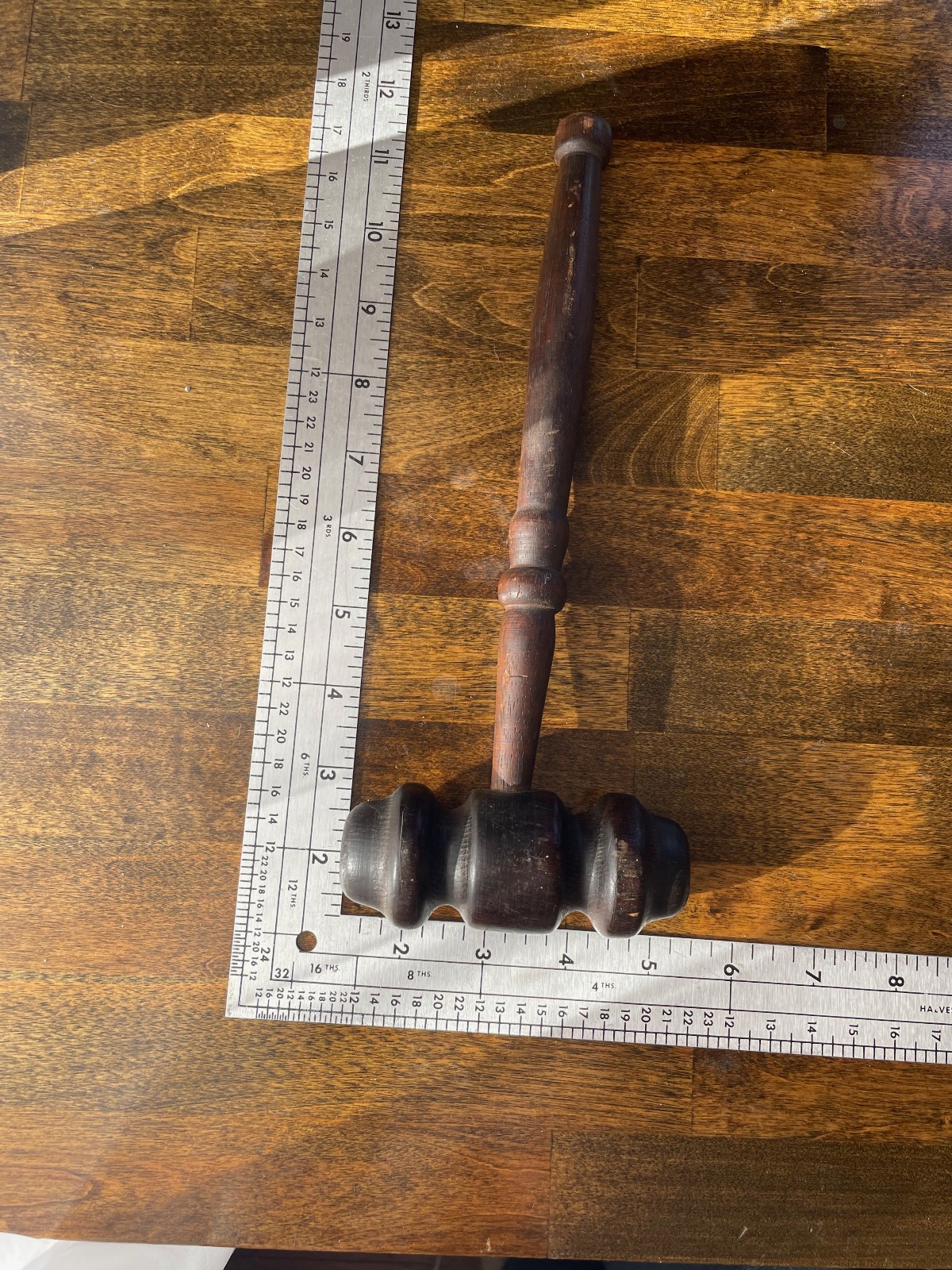 Antique 19th Century Solid Wood Gavel – Large, Hand-Turned