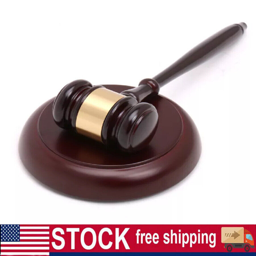 Wooden Gavel and Block Set, Wooden Gavel and Sound Block Set for Lawyer Gift