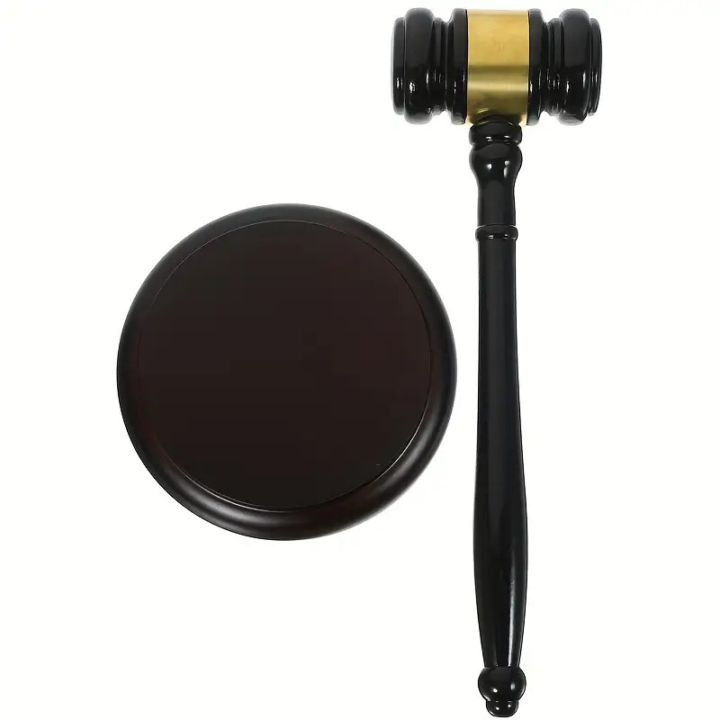 Wooden Gavel Hammer and Sound Block Set Mallet for Lawyer Judge Auction Sale