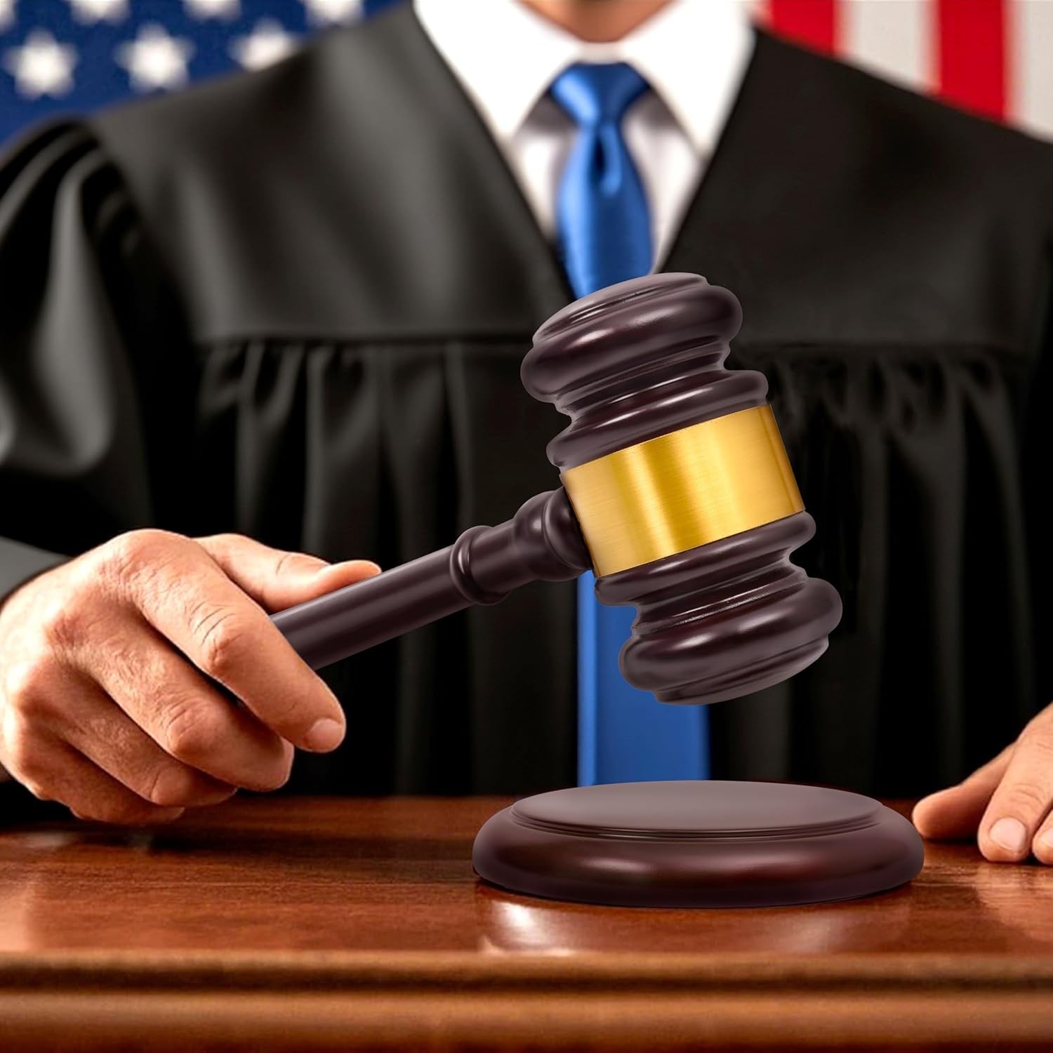 Wooden Gavel with Sound Block Set, Solid Wood Judge Gavel Set, Loud Clear Str…