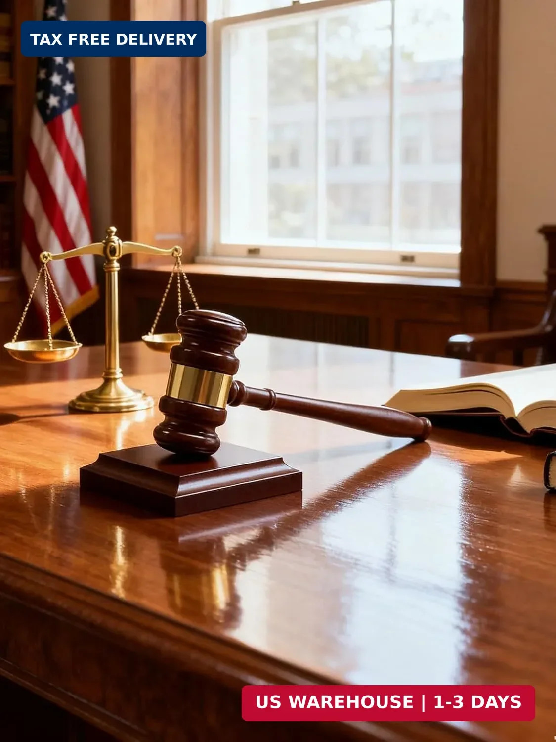 Perfect Desk Accessory, Wooden Gavel and Sound Block Set for Lawyers, Judges, Ch