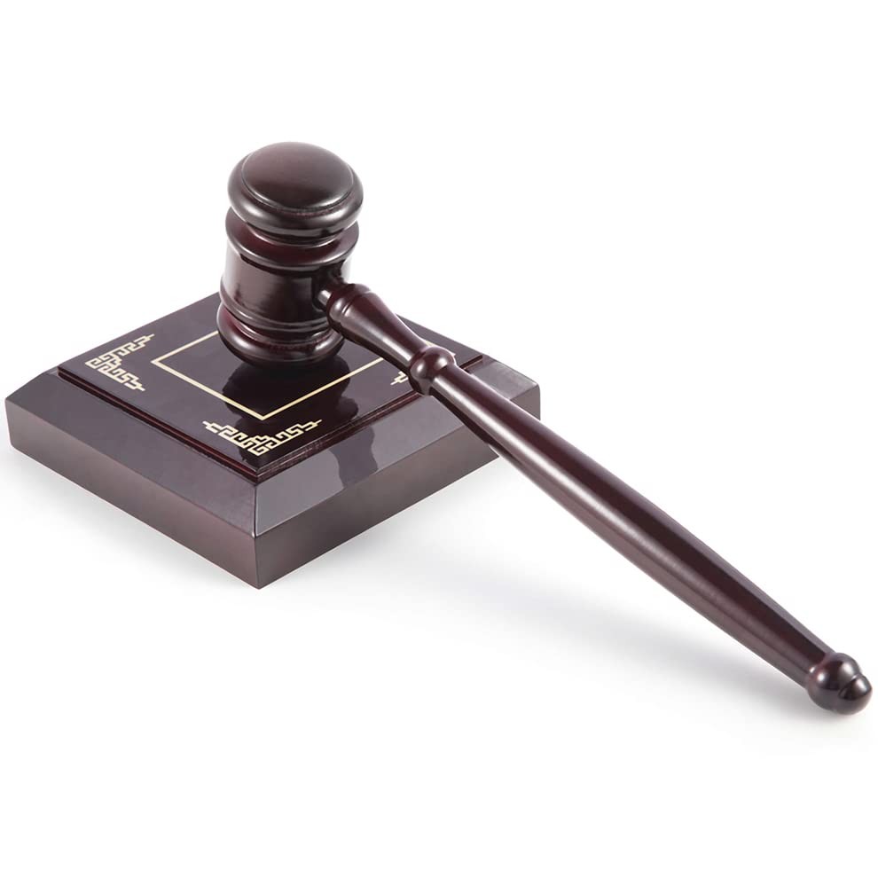 Wooden Gavel and Sound Block Set for Lawyer Judge Auction Sale Meetings