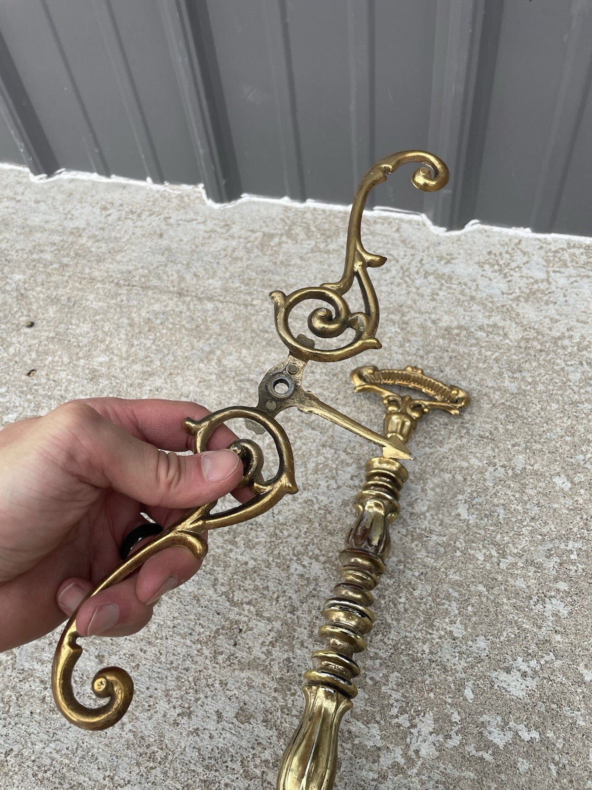 Vintage Cast Metal Arms of Justice Scale Ornate Brass Tone Project For Parts NL