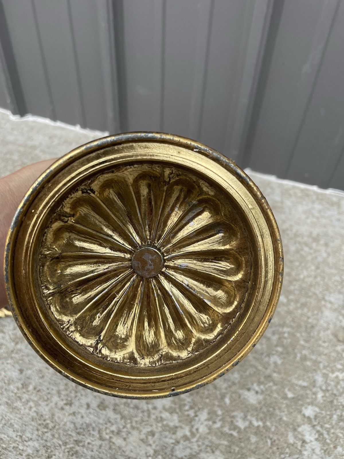 Vintage Cast Metal Arms of Justice Scale Ornate Brass Tone Project For Parts NL