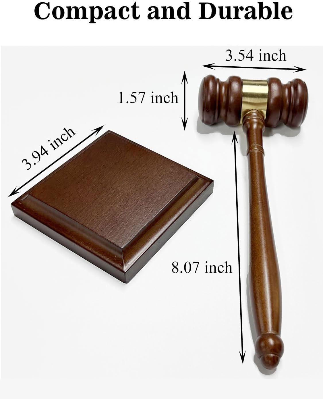 Perfect Desk Accessory, Wooden Gavel and Sound Block Set for Lawyers, Judges, Ch
