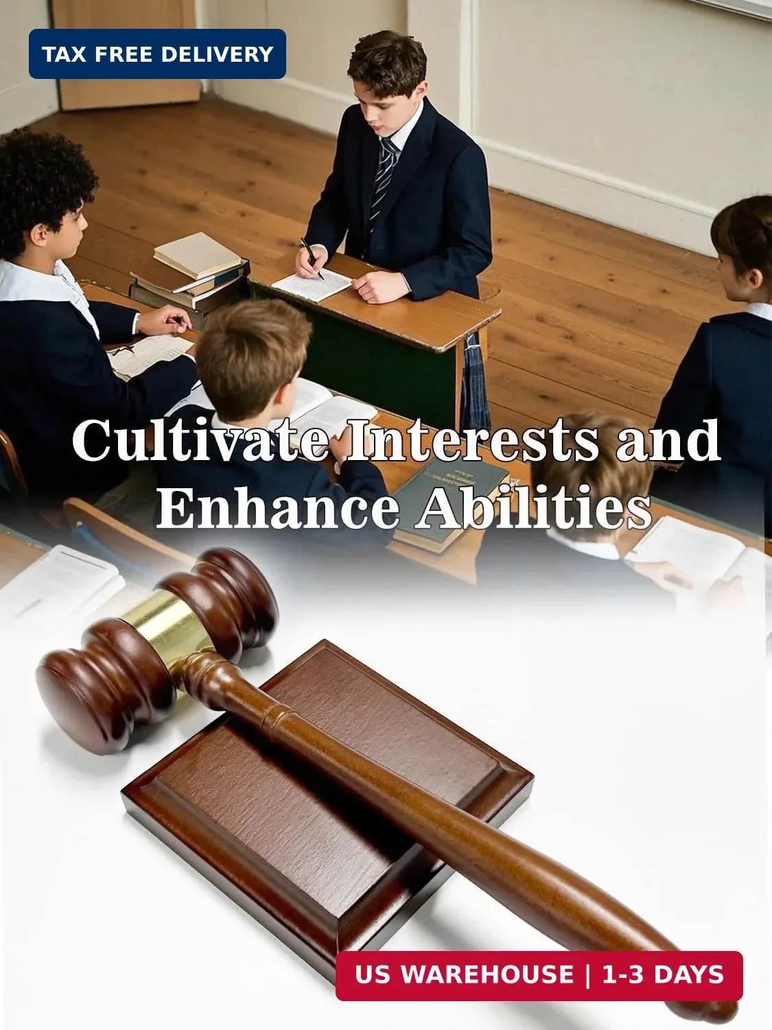 Perfect Desk Accessory, Wooden Gavel and Sound Block Set for Lawyers, Judges, Ch