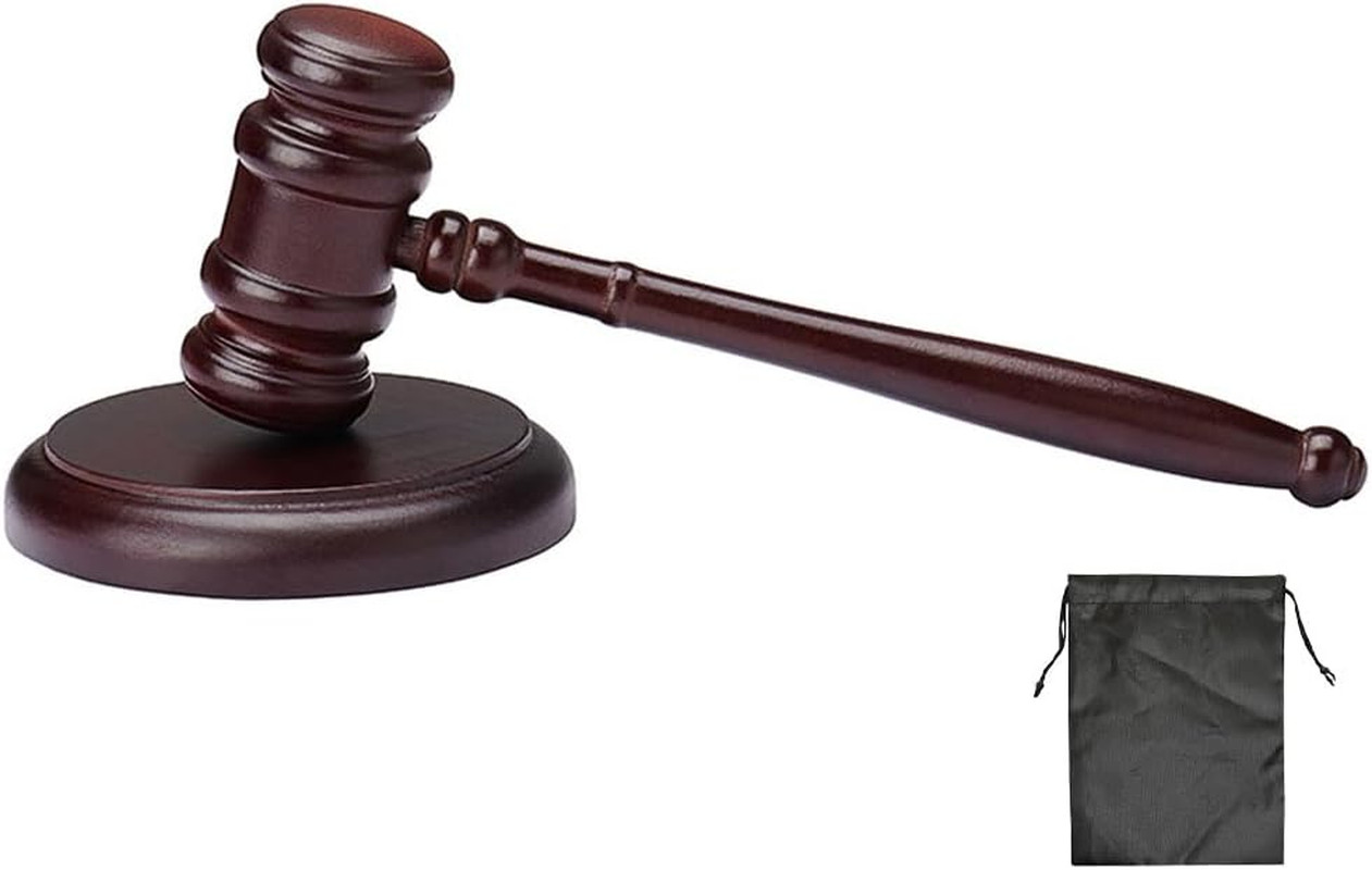 Black Gavel and Block, Handcrafted Wooden Set for Judge, Lawyer, Student, Auctio