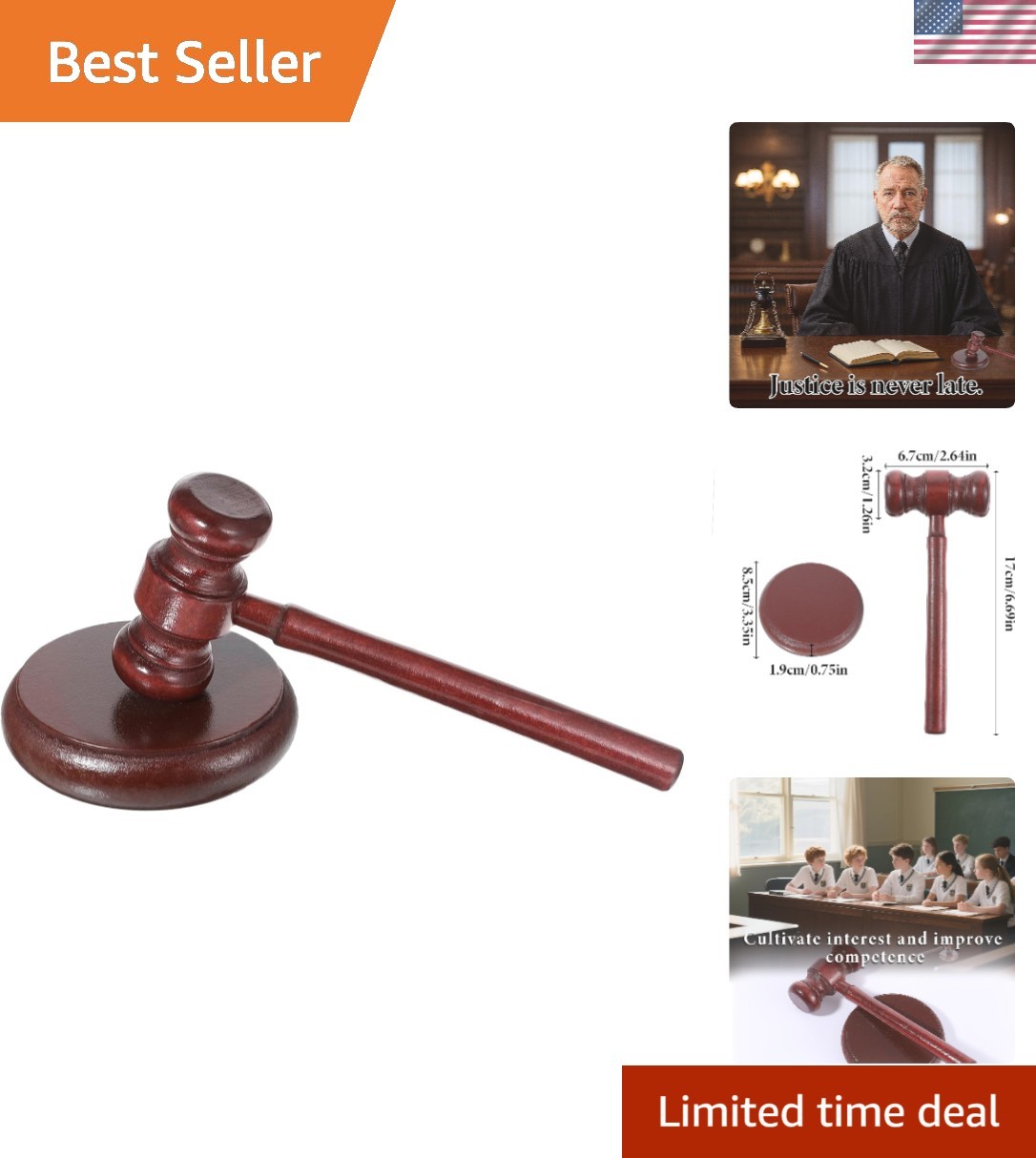Handmade Wooden Gavel and Block Set Perfect for Lawyer Judge Auction Sale Meetin