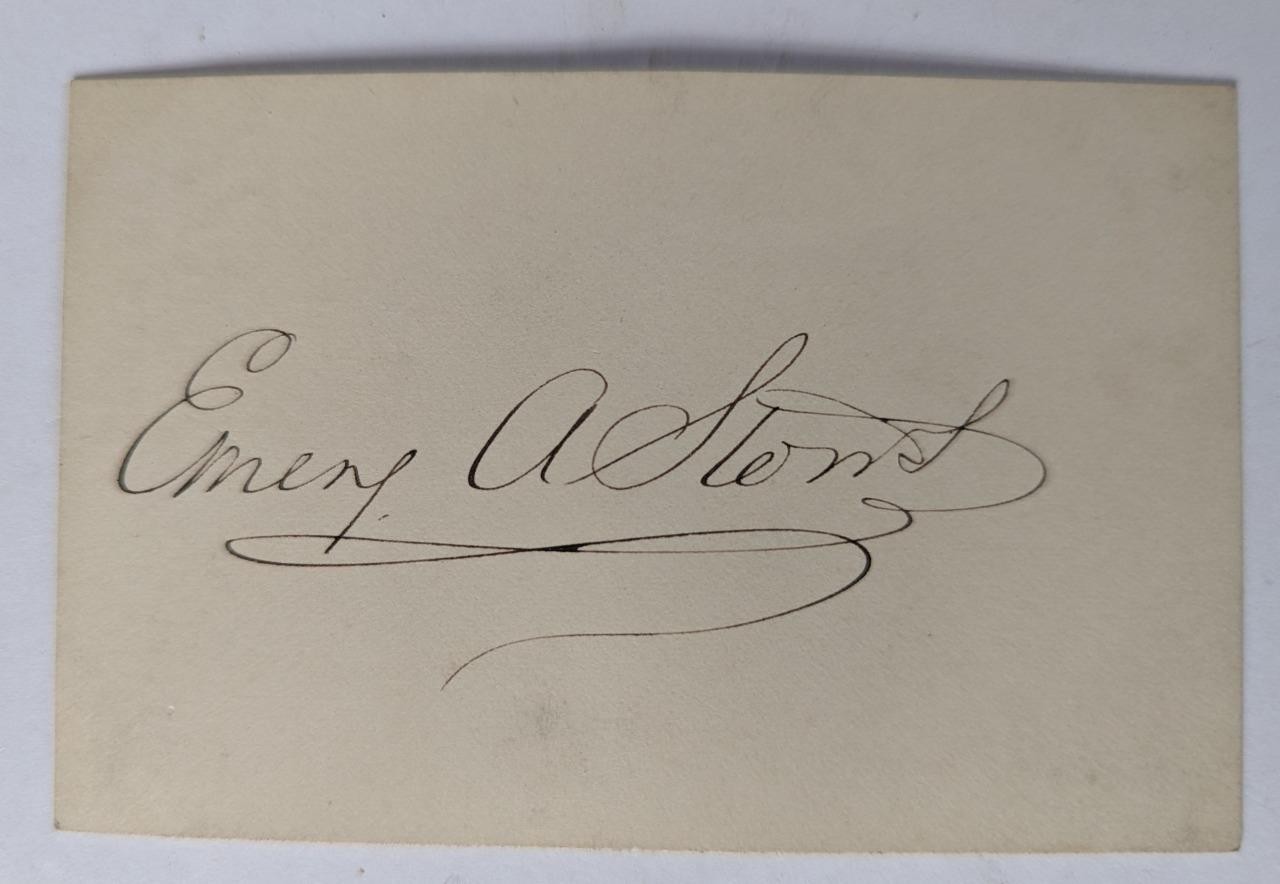 ca. 1881 AUTOGRAPH, EMERY A STORRS 19th CENTURY LAWYER, POLITICIAN