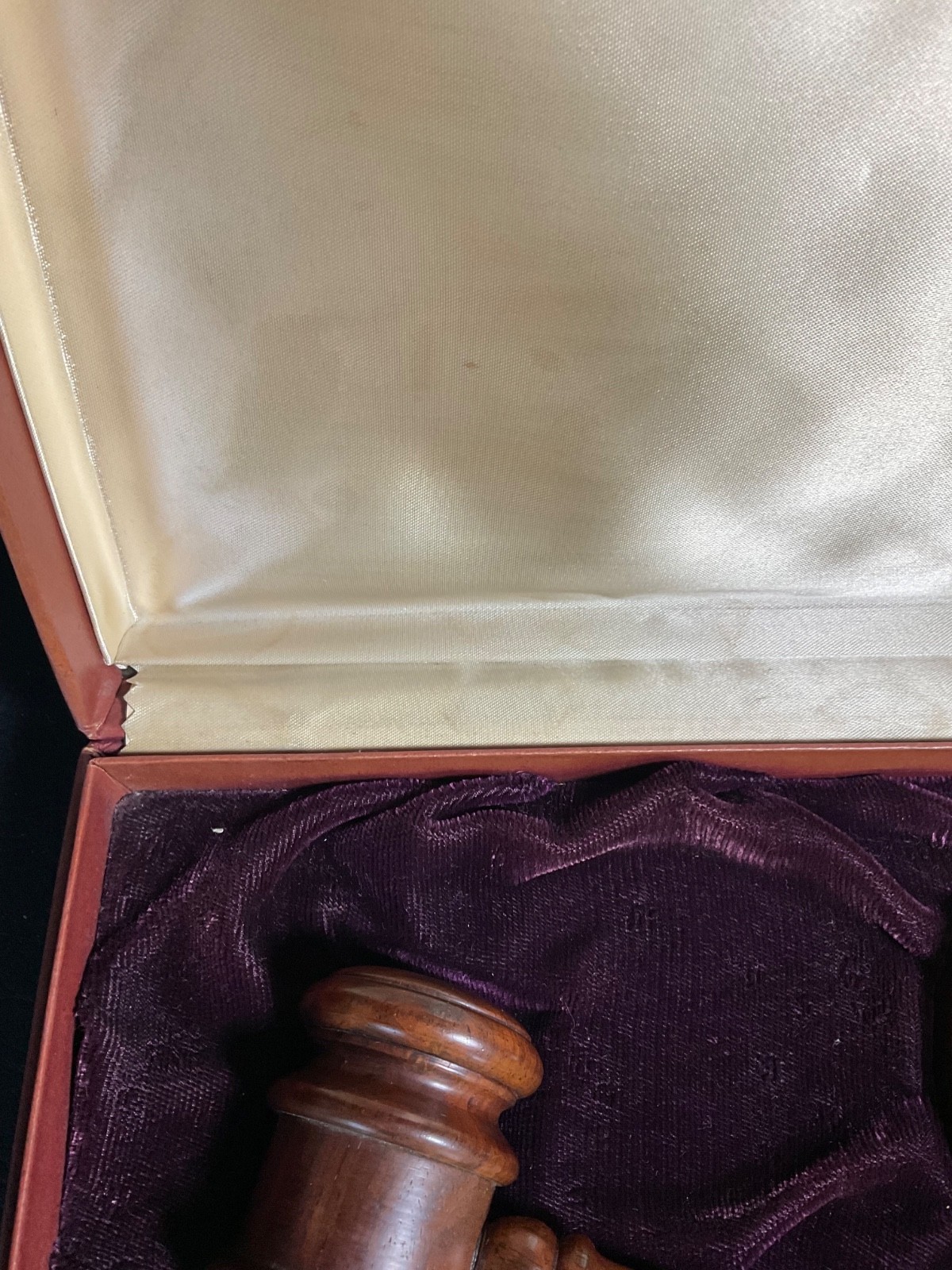 Vintage Long Life Presentation Gavel Set Walnut Wood Base