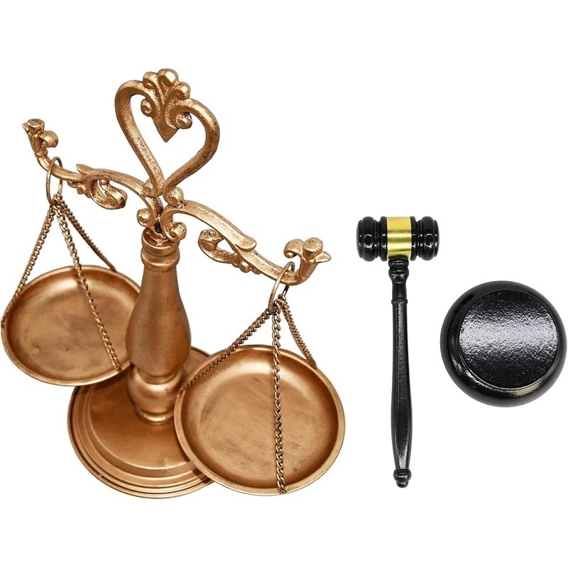 Justice Scale Libra Gavel Set Law Decor Gift Desk Accessory Premium Quality New