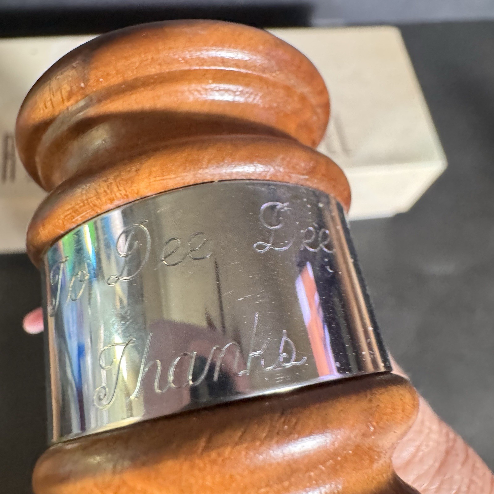 Vintage Drueke Presentation Gavel Wood Engraved Inscribed w/ Box