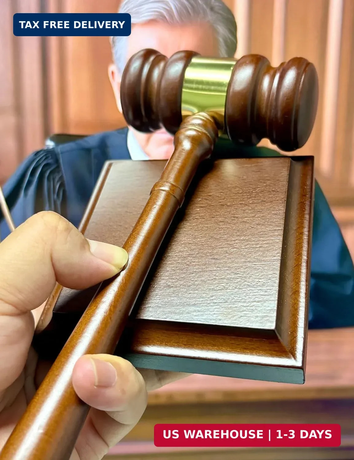 Perfect Desk Accessory, Wooden Gavel and Sound Block Set for Lawyers, Judges, Ch